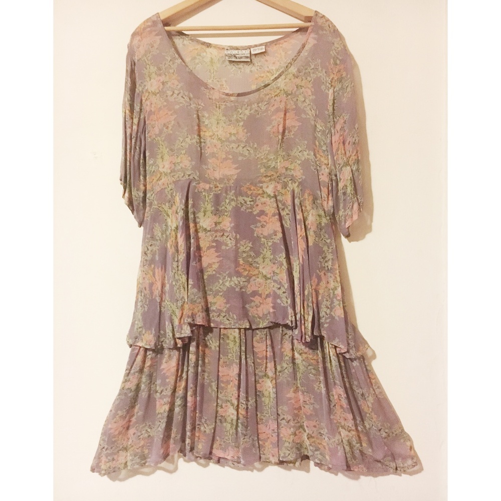 Rayon flowered and layered dress